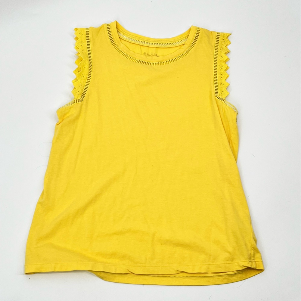 Lilly Pulitzer Yellow Scallop Sleeve Tank Top